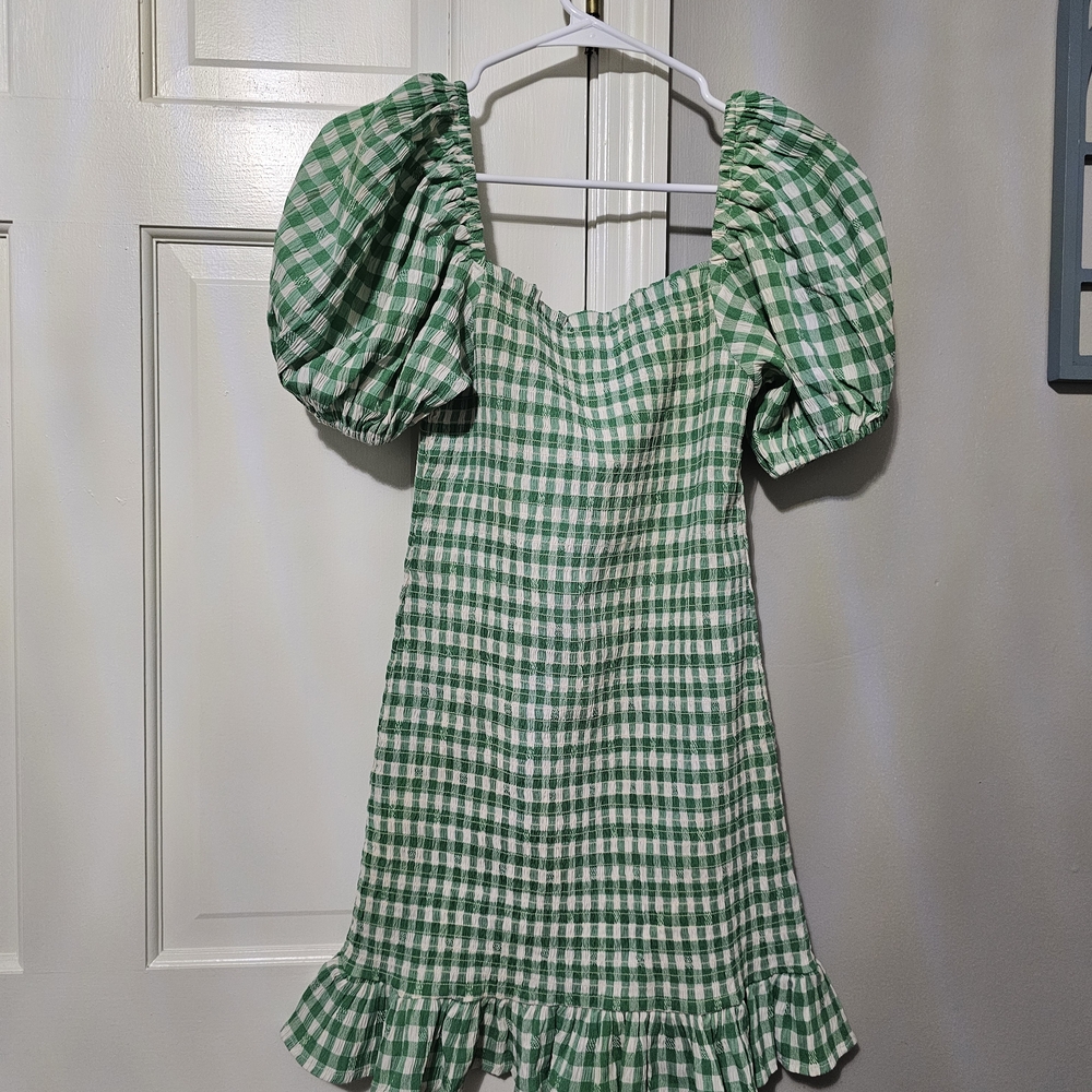 BB Dakota Green Gingham Mini Dress - Picture 2 of 3
